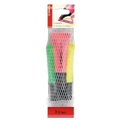 Afbeelding van STABILO NEON SET 3 KLEUREN GEEL / GROEN ROZE