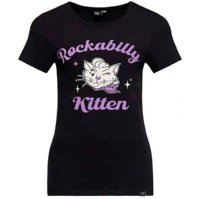 Afbeelding van Queen Kerosin Rockabilly Kitten T shirt Dames zwart M