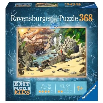 Afbeelding van Ravensburger 12954 D EXIT Puzzle Kids as Pirate Adventures 368 Tegels Puzzel voor kinderen vanaf 9 jaar, kinderpuzzel,Teal/Turquoise green