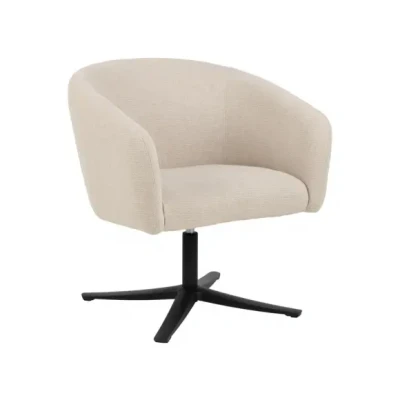 Afbeelding van Draaifauteuil Endrup in beige stof met zwart onderstel