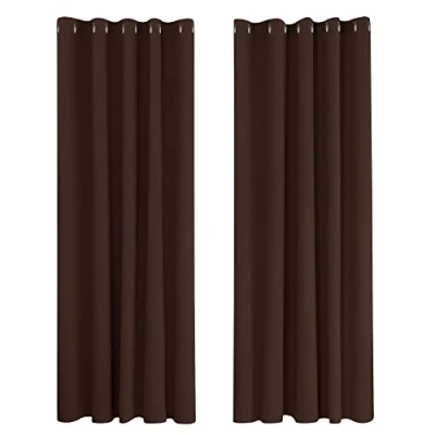 Afbeelding van Deconovo Verduisterende Gordijnen voor de Woonkamer, Thermische met Oogjes, 168x229 cm (B x H), Chocolade, 2 Stuks