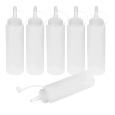 Afbeelding van Ovtai Spuitfles, knijpfles, 6 stuks, sausfles van 250 ml, lekvrij en 100% BPA vrij, plastic flessen, kruidendispenser voor condimenten, sauzen, dressings, mosterd, ketchup oliën