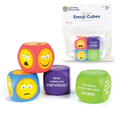 Afbeelding van Grote zachte emoji dobbelstenen Set van 4