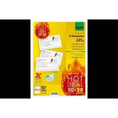 Afbeelding van SIGEL T1170 actie: bedrukbare visitekaartjes 3C zoals LP795: 100 stuks + 20 gratis, hoogwit, gladde snit rondom, 225 g, 85x55 mm