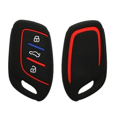 Afbeelding van kwmobile autosleutel hoesje geschikt voor MG 3 knops ZS MG4 MG5 MG6 hoes Siliconen behuizing Auto sleutel case met honingraat Sleuteletui in zwart / rood blauw