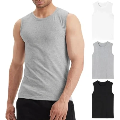 Afbeelding van LiKing Onderhemd heren onderhemden gym tank top spiershirts ondershirt katoen okselshirts sport tanktop mannen 3/6 pak mouwloos 8301, 3 stuks, meerkleurig, XXL