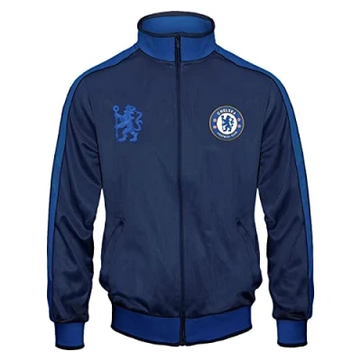 Afbeelding van FC Chelsea heren retro trainingsjack ritssluiting polyester, Donkerblauw, L