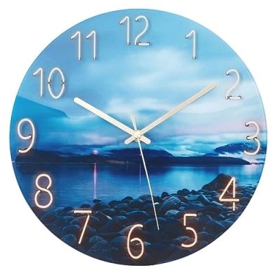 Afbeelding van ACCSHINE Wandklok zonder tikkend geluid, stil, modern, 30 cm kwarts, groot, batterij aangedreven wandklok, gemakkelijk af te lezen voor kamers, thuis, keuken, slaapkamer, kantoor, school