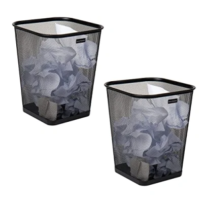 Afbeelding van Mind Reader 5 gallon capaciteit, versterkte massieve rand en basis, metalen gaas, set van 2, zwart