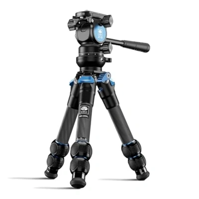 Afbeelding van SIRUI AM 223L+AT 10 Koolstofvezel Mini Statief met Nivellering Base, Video Panorama Fluid Head, Desktop voor Camera en Smartphone, Hoogte Opgevouwen 30 cm, Max Belasting 5KG