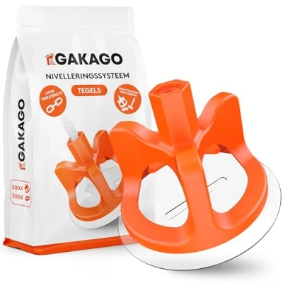 Afbeelding van Gakago tegelnivelleersysteem 200 schroefdoppen &amp; beschermringen voor tegelbescherming Leghulp een perfect voegpatroon Superieur assortiment tegeldiktes 3 18 mm