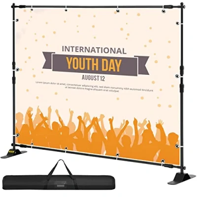 Afbeelding van VEVOR Bannerhouder 3 x 2,4 m hoge kwaliteit poster standaard draagbaar verstelbaar telescopisch banner canvas display paneel voor weergave achterkant woonkamer showbeurs macht