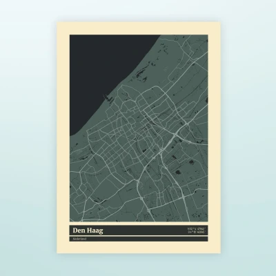 Afbeelding van Poster Plattegrond Den Haag Retro (A3 Formaat) van Nutcrackers