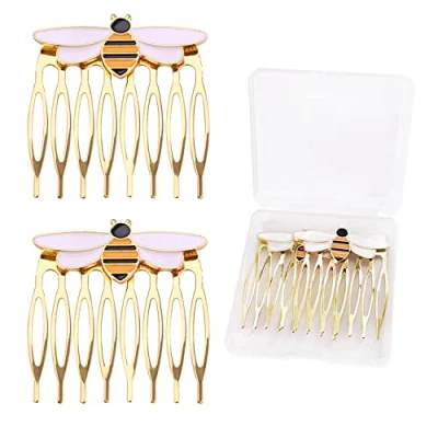 Afbeelding van YHZMY 2 Stuks Bee Kam Voor Dames, Koningin Haar Metalen, Kleine Bijen Haarkammen, Zijkam Haarclip Bruiloft Accessoires Cosplay Sieraden Kerstcadeau