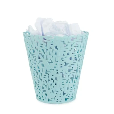 Afbeelding van Balvi Papierbak Papiermand Prullenbak Letters Turquoise