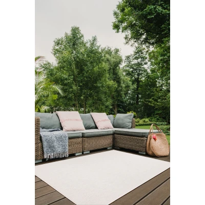 Afbeelding van Brussels Uni Buitenkleed Effen Indoor &amp; Outdoor Vloerkleed Tuinkleed, Balkonkleed Creme Wit 280x380 cm Rechthoek Polypropyleen