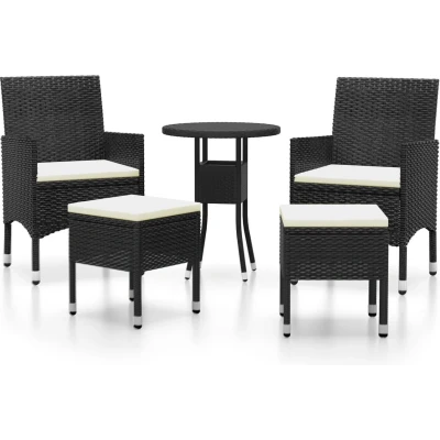 Afbeelding van vidaXL 5 delige Loungeset poly rattan zwart