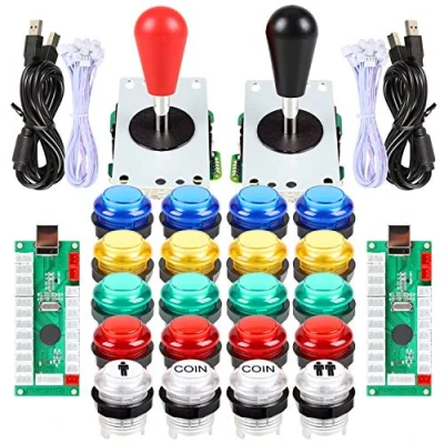 Afbeelding van EG STARTS 2 speler LED Arcade DIY Onderdelen 2X USB Encoder + Ellips Ovale Stijl Joystick 20x Knoppen voor PC MAME Raspberry Pi Windows Systeem (Gemengde Kleur)
