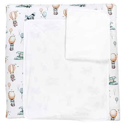 Afbeelding van TupTam Baby Aankleedkussen incl. 2 Badstof Hoezen ANK019, Vossen op het vliegtuig, 75 x 85 cm