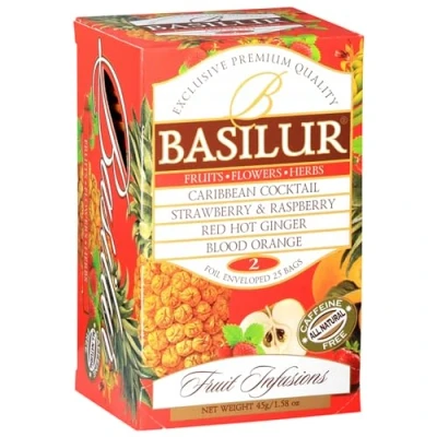 Afbeelding van BASILUR Fruit Infusions Cafeïnevrije vruchtenthee, 4 smaken in zakjes 25 x 1,8 g
