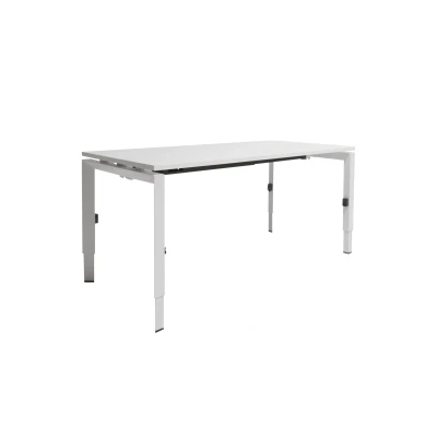 Afbeelding van Linesto N3 bureau, hoogte instelbaar (65 85cm) met 180x80cm krijtwit zwevend 25mm blad en wit (RAL9010) vierpoot N frame (poot driehoekig 50x50x75