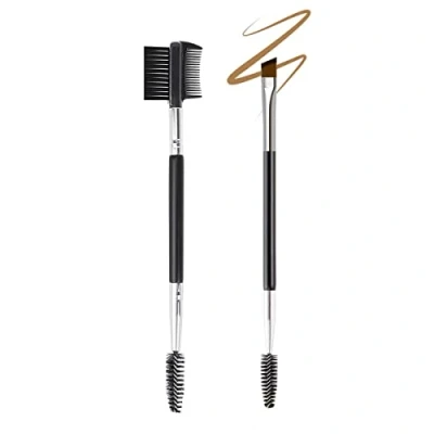Afbeelding van 2 stuks 1 wenkbrauwborstel + wimperborstelvormer, professionele dubbelzijdige schuine en spoolie borstel, 3 hoofd wimperkam dubbele kop make up verzorgingsgereedschap