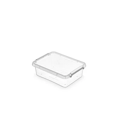 Afbeelding van Nano Box met deksel en clips/ antibacterieel effect 1,15 liter 19,5 x 15 6 cm clear/zilver/glitter