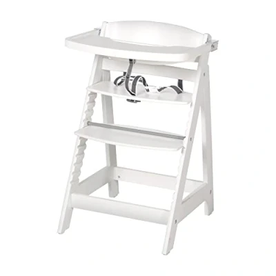 Afbeelding van Roba Sit Up FUN, hoge stoel incl. afneembare eetplank en beugel, meegroeiend van babystoel tot kinderstoel, houten Fun wit
