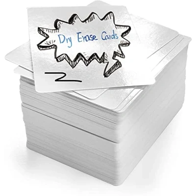 Afbeelding van LotFancy 180 stuks herbruikbare droog wissen blanco witte kaarten 6,3 * 8,8 cm voor doe het zelf, woordenschatstudie, leren, speelkaarten, berichtenkaart, wenskaart, glanzend oppervlak