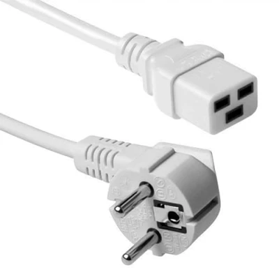 Afbeelding van ACT AK5413 230V Stroomkabel Randaarde Stekker CEE7/7 C19 Wit 60 cm