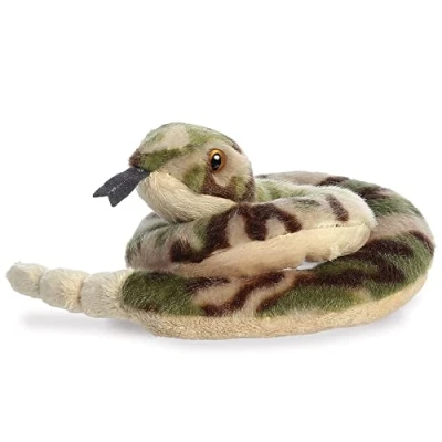 Afbeelding van Slang Slick Mini Flopsies Aurora Knuffels Rammelaar Groen Leger Vlekken Bruin Lichtbruin Adder Reptiel 20 cm