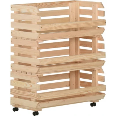 Afbeelding van vidaXL Groentetrolley 77x30x80 cm massief grenenhout