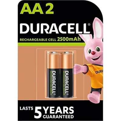 Afbeelding van 2 x Duracell AA batterijen, oplaadbaar, 2500 mAh (1 blisterverpakking met batterijen), oplaadbare batterijen