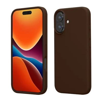Afbeelding van kwmobile telefoonhoesje geschikt voor Apple iPhone 16 Hoesje met siliconen coating Smartphone case in chocoladebruin