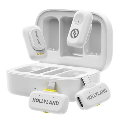 Afbeelding van Hollyland Lark A1 Combo wit premium set met dubbele ontvangers podcast geoptimaliseerd laadstation