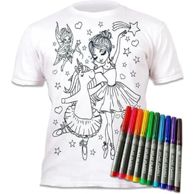 Afbeelding van Splat T shirt Kleur telkens opnieuw je mooie Unicorn Ballerina 5 6 Jaar