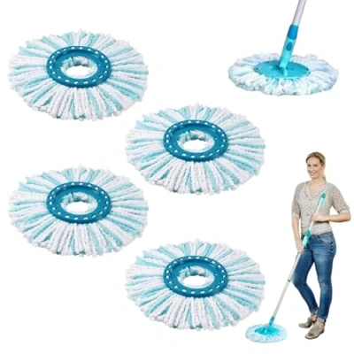 Afbeelding van Dyaucwpo 4 stuks reservekoppen, compatibel met Leifheit Clean Twist Disc Mop, vervangende mop franjes, navuldweil, alle soorten vloeren