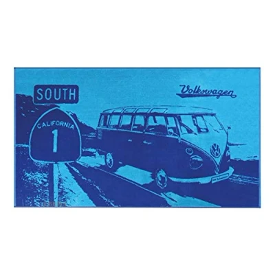 Afbeelding van BRISA VW Collection Volkswagen T1 Bus Transporter Strandlaken Samba Strepen/Blauw