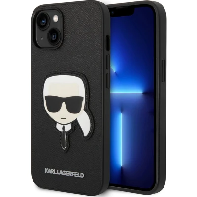 Afbeelding van iPhone 14 Plus Backcase hoesje Karl Lagerfeld Effen Zwart TPU (Zacht)