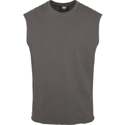 Afbeelding van Urban Classics Heren T shirt Open Edge Mouwloos voor mannen, ronde hals, katoen, verkrijgbaar in vele kleuren, maten XS 5XL, Darkshadow., L