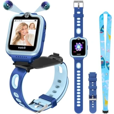 Afbeelding van ele ELEOPTION 4G GPS kindersmartwatch, telefoon, waterdicht, voor jongens en meisjes, 2 weg oproepen, spraak videochat, camera, SOS, muziek /videospeler, alarm (T30, blauw)
