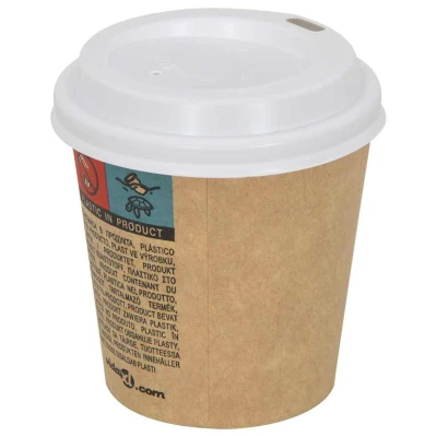 Afbeelding van Papieren koffiebekerdeksels 60 mm 4oz 1000 st kunststof wit