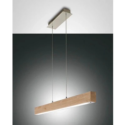Afbeelding van Fabas Luce Badia hanglamp, touchdimmer, eikenhout, lengte 110 cm