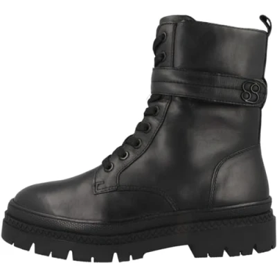 Afbeelding van s.Oliver Enkellaarsjes met plateauzool, Dames, Maat: 39, Black nappa Leer