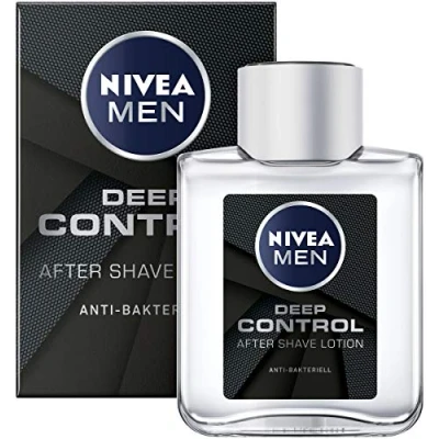 Afbeelding van NIVEA MEN Deep Control After Shave Lotion in verpakking van 3 stuks (3 x 100 ml), antibacteriële aftershave, voor huidverzorging na het scheren