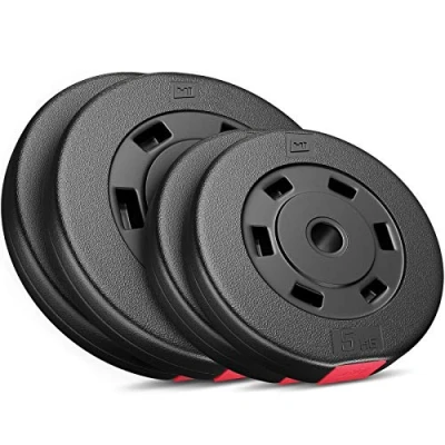 Afbeelding van Hop Sport 30 kg Halterschijven Set, Kunststof, mm boring, Gewichtsschijven voor effectieve training in je Homegym, Gewichten 2x10 kg, 2x5