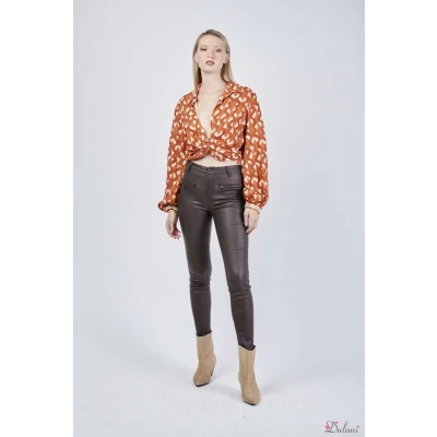 Afbeelding van Broek Toxik3 hoge taille lederlook zipper