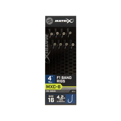 Afbeelding van Matrix Onderlijnen MXC 6 F1 Band Rigs 10cm Eyed Barbless (8 pcs) Maat : Haak 18 0.125mm