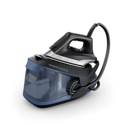 Afbeelding van Rowenta VR8325 Turbosteam stoomstrijkijzer, 2600 watt, 120 g/min. constante stoom, 350 g/min, extra stoomstoot, warmt snel op, waterreservoir van 1,7 liter, antikalksysteem, eco modus, zwart/blauw