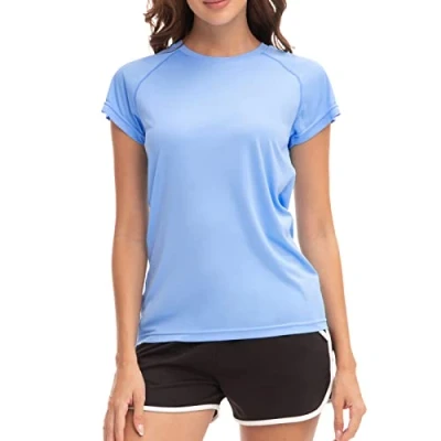Afbeelding van MEETWEE Surf Shirt Rash Guard UV Shirts Zwemmen Tankini UPF 50+ korte mouwen badshirt badmode shirt, blauw, S